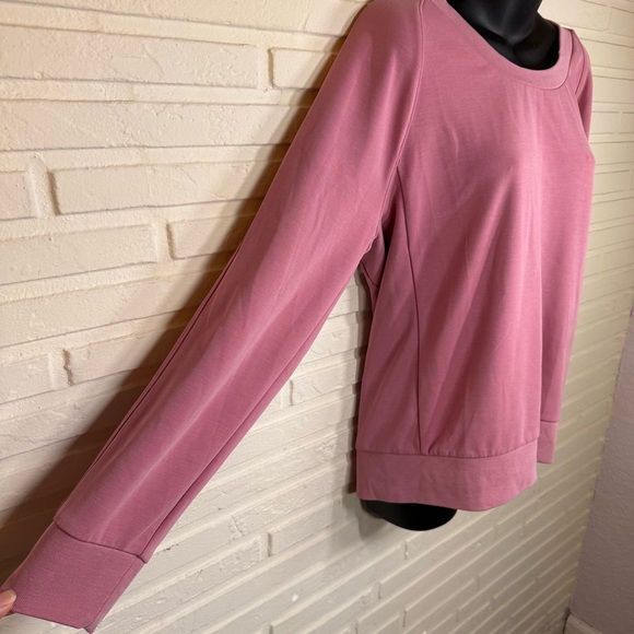 Athleta Pink Seasoft Scoop Neck Athletic Sweatshirt, Women’s Size Medium - Picture 3 of 8